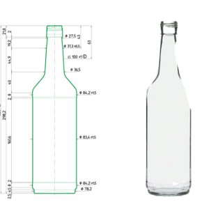 Boca za žestoka pića - CRISTAL WHITE, 1000 ml